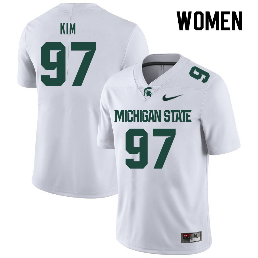 Women #97 Jonathan Kim Michigan State Spartans College Football Jerseys Stitched Sale-White
